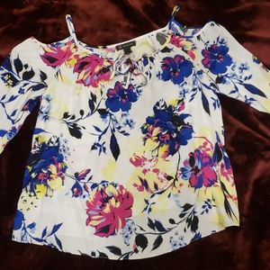 Bright floral print women's blouse